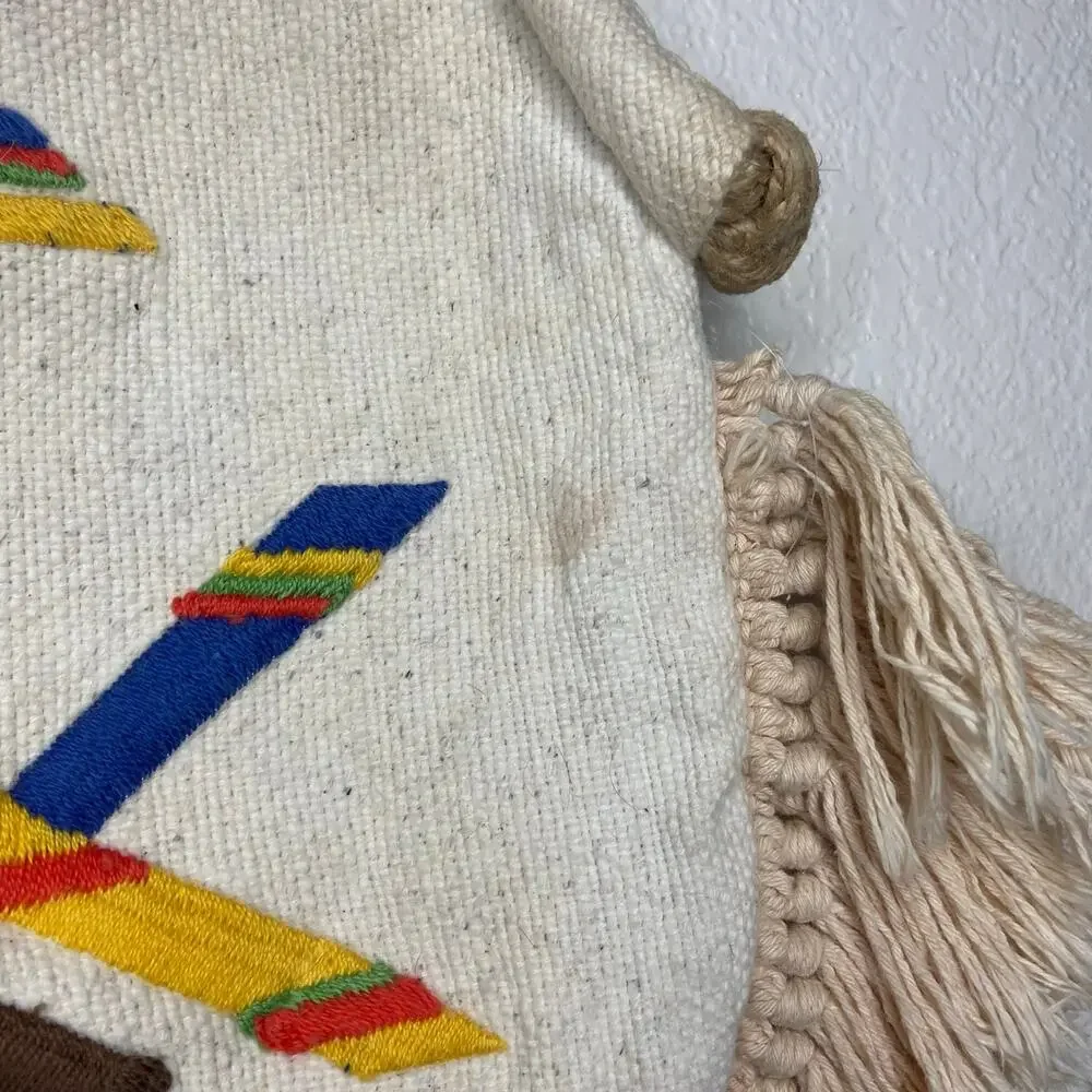 Boho Canvas Shoulder Bag w/ Fringe - Picture 2 of 9